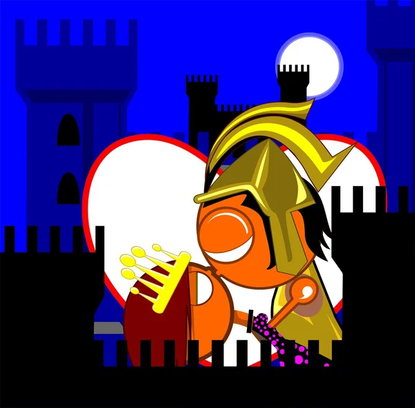Prinz und Prinzessin in einer Festung — Stockvektor