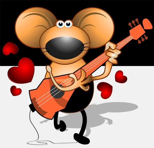 Musicien souris avec guitare — Image vectorielle