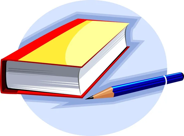 Crayon et livre relié — Image vectorielle