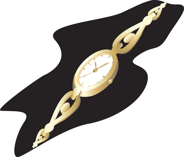 Relógio de pulso de senhoras douradas — Vetor de Stock