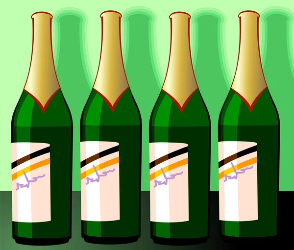 Vin-flaskor i en hylla — Stock vektor