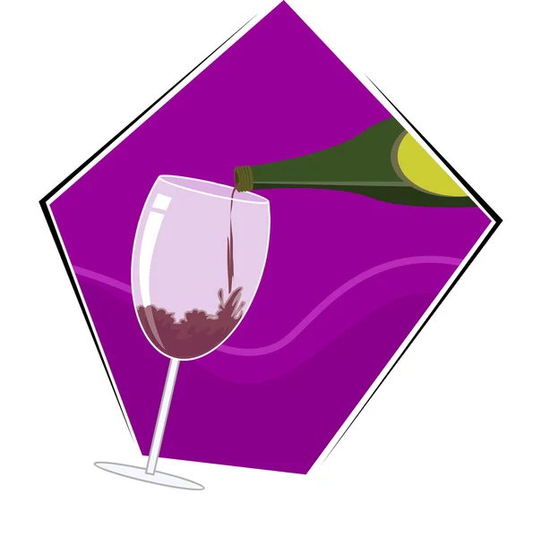 Bägare av drycker och vinflaska — Stock vektor
