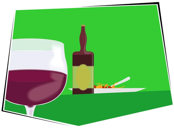 洋酒瓶およびワインのゴブレット — ストックベクタ