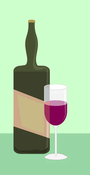 Бутылка ликёра и бокал вина — стоковый вектор