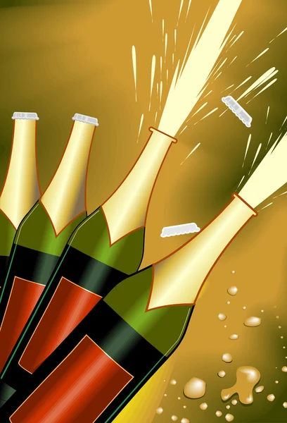 Cork kommer från champagne flaskan — Stock vektor