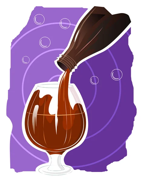 Liquor bottle and goblet of wine — Stock Vector