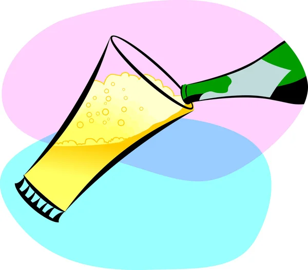 Garrafa de vinho e copo de cerveja — Vetor de Stock
