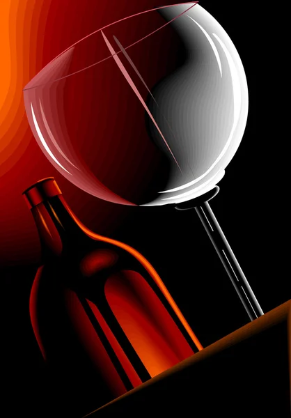 술병과 잔의 와인 — 스톡 벡터