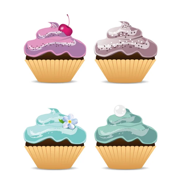 4 cupcakes — Stock Vector