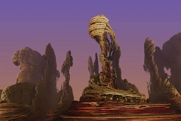 Фрактальный Инопланетный Камень Абстрактный Дизайн Инсталляция Инопланетного Камня — стоковое фото