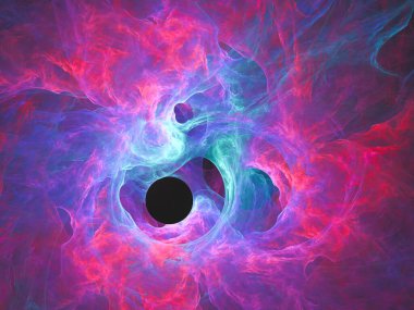 Soyut fraktal sanat geçmişi, astronomi ve nebulaya işaret ediyor. Bilgisayar, pembe mavi soyut fraktal resim bulutsusu oluşturdu
