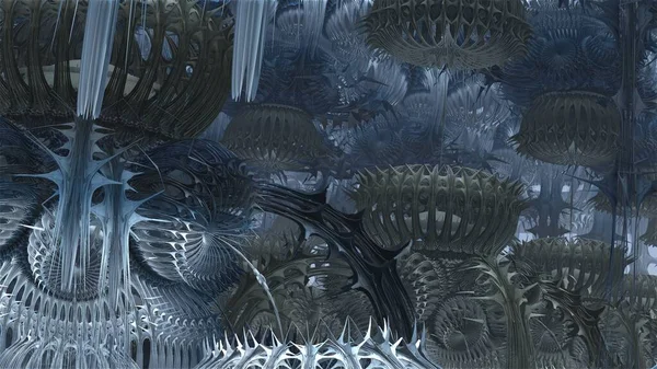 Abstract Computergegenereerd Fractaal Ontwerp Aliens Illustratie Van Een Prachtig Oneindig — Stockfoto