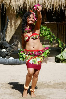 Woman performs traditional Meke dance clipart
