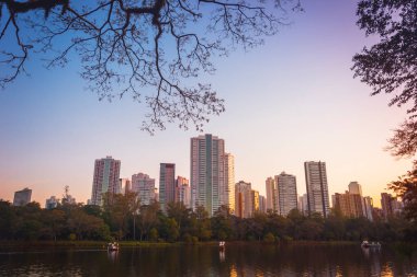 View of Igap Lake at sunset in the city of Londrina, Brazil. clipart