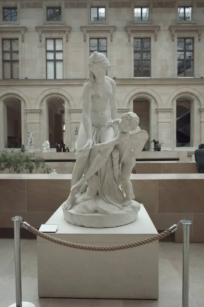 Detail Statue Display Louvre Museum City Paris — Zdjęcie stockowe