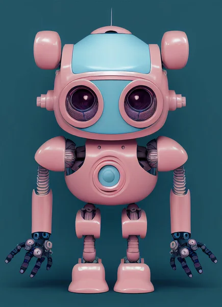 Illustrative drawing of a little robot. Ideal figure for virtual or printed use.