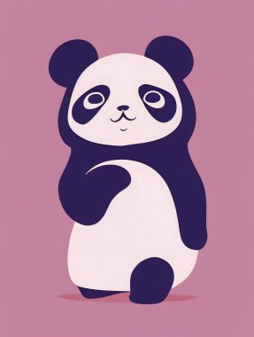 Renkli arkaplanı olan şirin bir bebek panda çizimi..