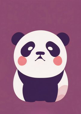 Renkli arkaplanı olan şirin bir bebek panda çizimi..