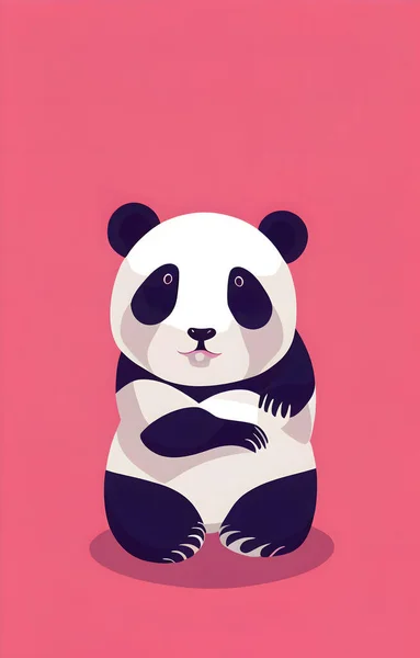 Dessin Illustratif Panda Bébé Mignon Isolat Avec Fond Coloré — Photo