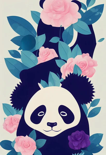 Renkli Arkaplanı Olan Şirin Bir Bebek Panda Çizimi — Stok fotoğraf