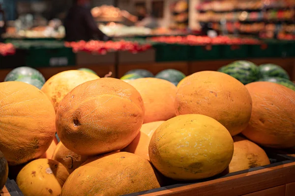 Meloen Groenten Fruit Levensmiddelenmarkt — Stockfoto