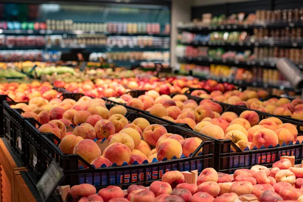 Groenten Fruit Markt Perziken — Stockfoto