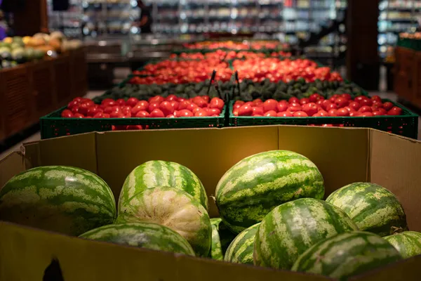 Watermeloen Groenten Fruit Markt — Stockfoto