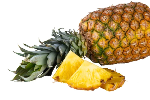 Lying Fresh Pineapple Slices Isolated White Background — Stock Photo, Image