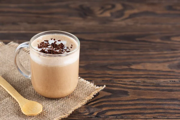 Çikolatalı Kahve Fındık Cam Bardakta Hindistan Cevizi Sütü Şeker Glüten — Stok fotoğraf