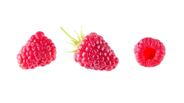 Flying Raspberries Isolated White Background — Stock Photo, Image
