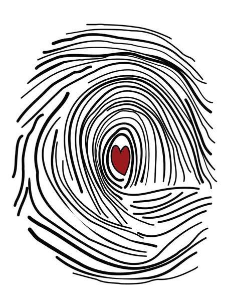 Fingerprint wit the heart inside — Stock Vector