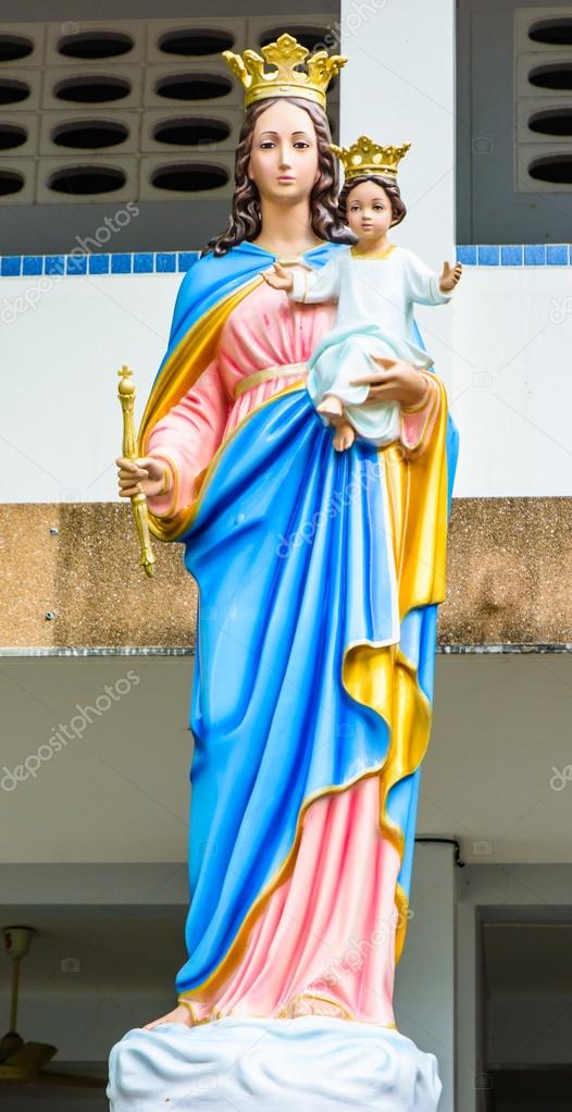 front view Blessed Virgin Mary statue