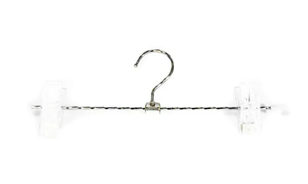 Coat hanger and white clip isolated — Stock Photo, Image