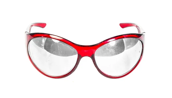 Červené plastové brýle izolované — Stock fotografie