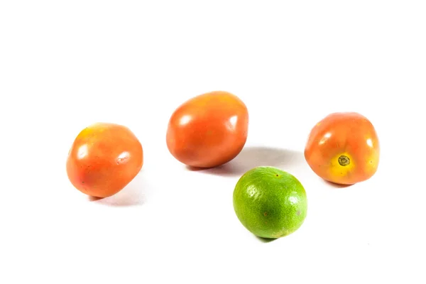 Three tomato and lemon — Stock Photo, Image