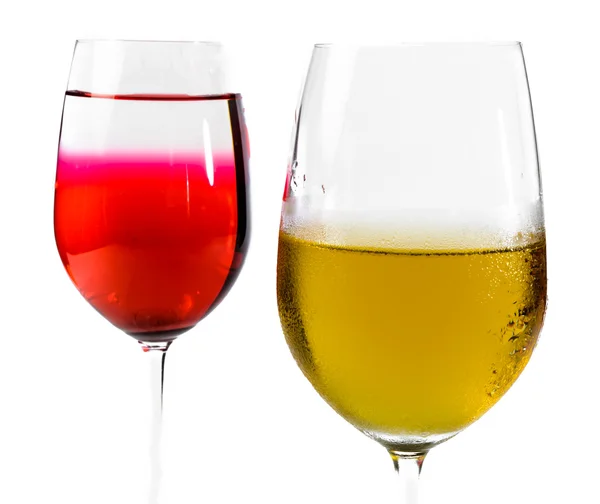 Wine glass and two color water — Stock Photo, Image