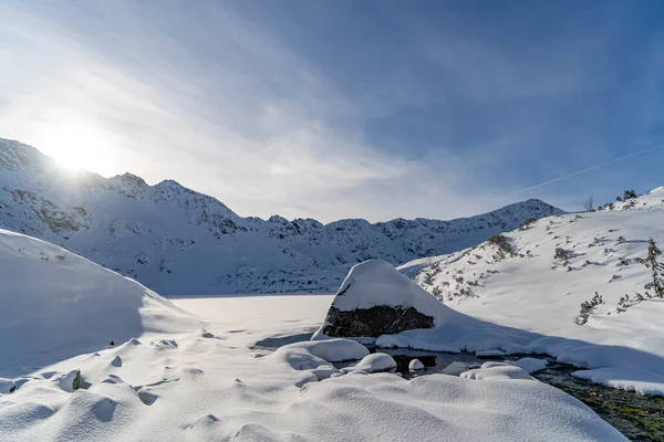 Panorama Sur Les Monts Tatra Paysage Montagneux Hivernal Dans Les — Photo