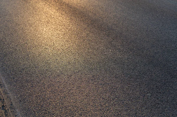 Vista Superior Puesta Sol Asfalto Reflejado Textura Asfalto Asfalto Carretera — Foto de Stock