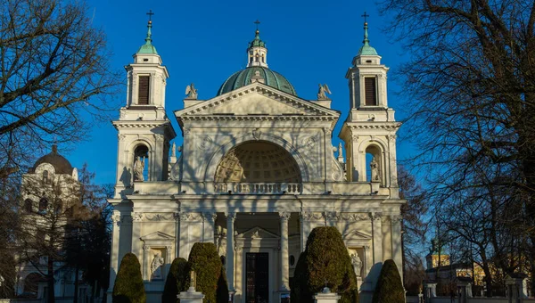 Vista Frontal Bela Igreja Santa Ana Wilanow Varsóvia Polônia Com — Fotografia de Stock