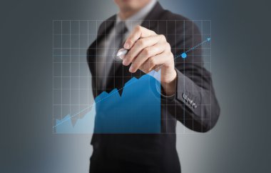 Erkek el bir grafik çizimi.