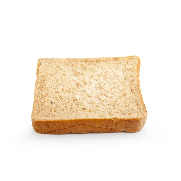 Close-up image of one slice of white bread against the white bac — Stock Photo, Image