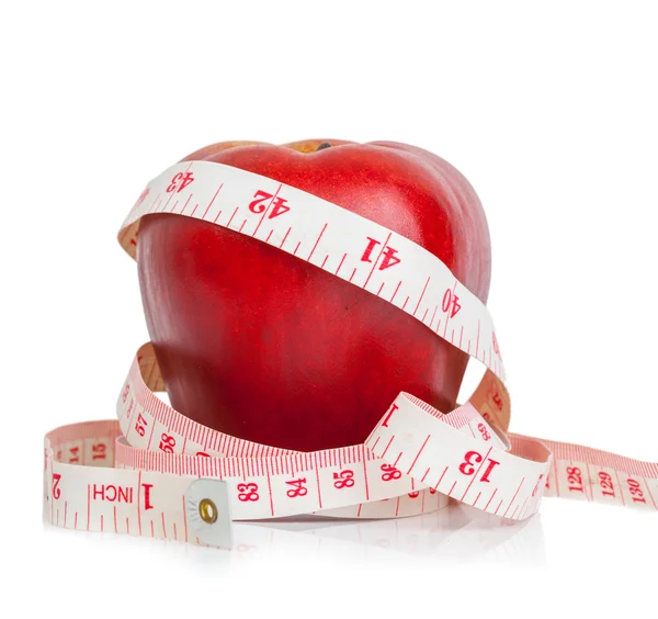 Apple and measure tape Stock Photo