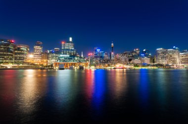 Sydney cbd darling harbour -Fab 04,2010 night scape with nice ev clipart