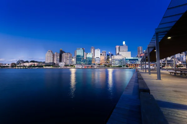 Sydney cbd darling harbour -Fab 04,2010 night scape with nice ev — Stock Photo, Image