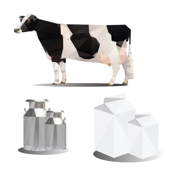 Tehén és a tej csomag vektor — Stock Vector