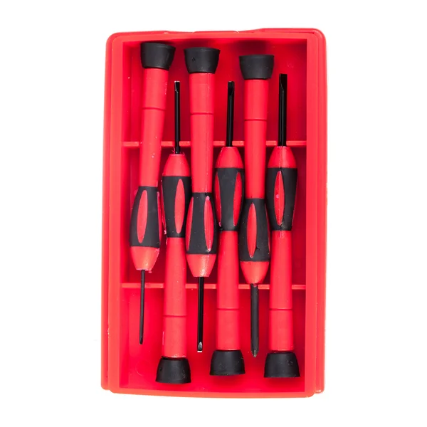 Red screwdriver box set isolated on white — Stock Photo, Image