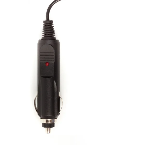 Black car adapter is isolated on a white background — Stock Photo, Image