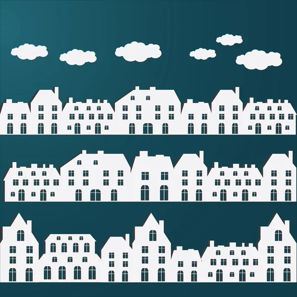 Banner with small town. Vector illustration. — Stock Vector