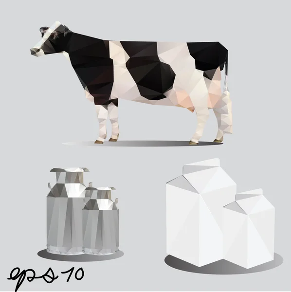 Ko och mjölk paketet vektor — Stock vektor