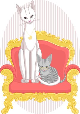 Anne kızı ve kedi yavru kedi